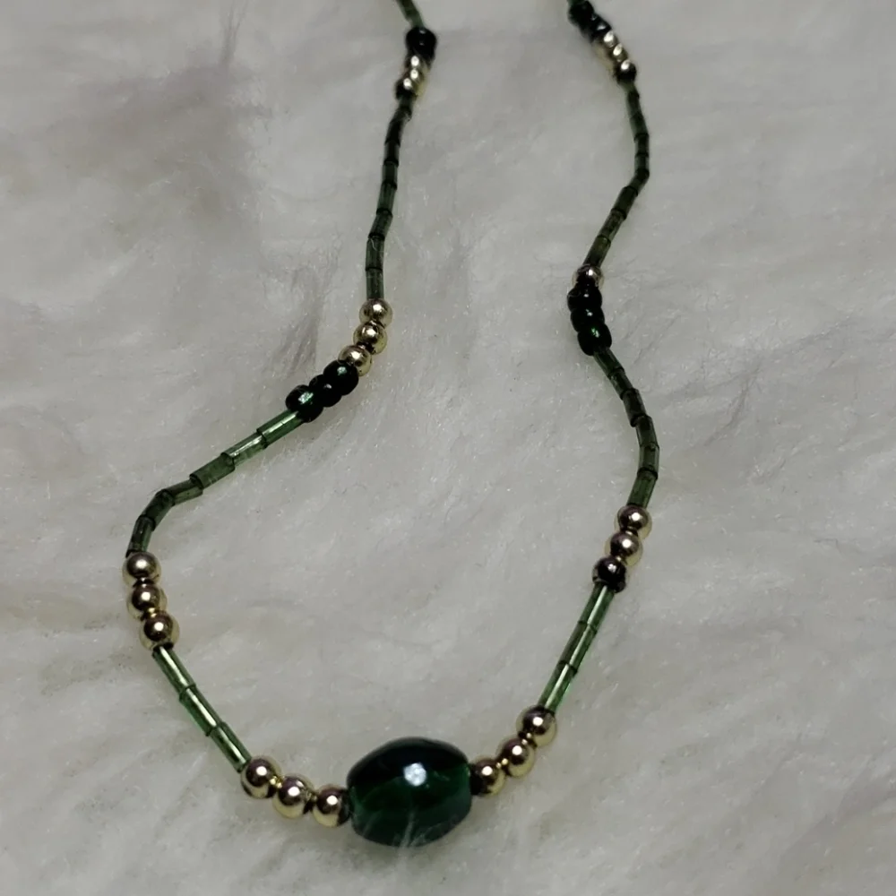 Kids cute green necklace
